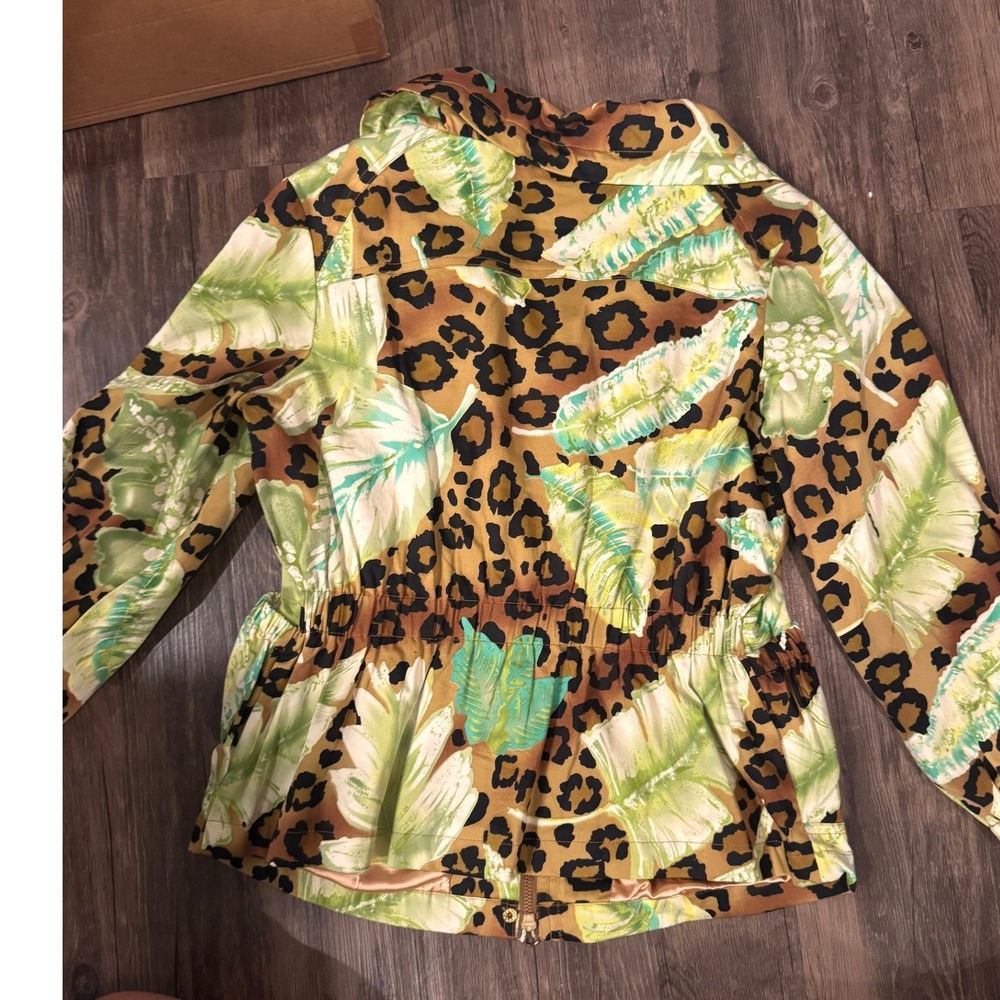 Berek Tropical Leopard Print Utility Jacket Gold Hardware Mens Medium - Picture 13 of 16